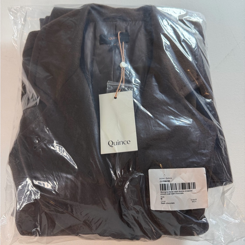 QUINCE Italian Wool Double-Breasted Slouch Coat Size M Dark Chocolate. - Picture 10 of 12